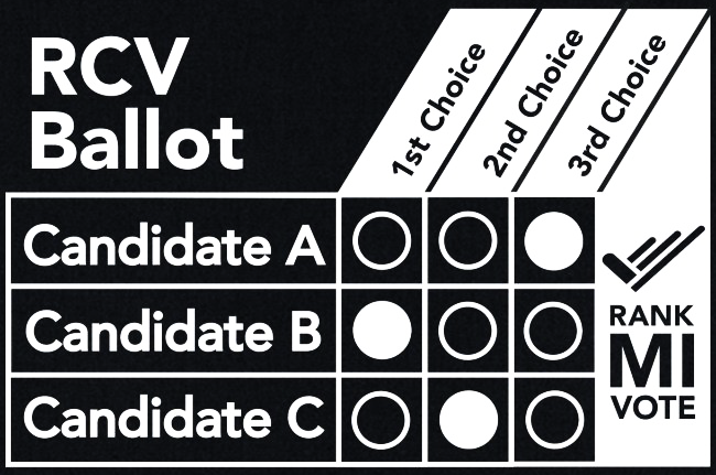 Ranked Choice ballot example