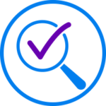 Icon of magnifying glass with a checkmark