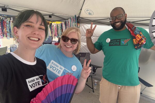 Rank MI Vote volunteers show their enthusiasm in Berkley
