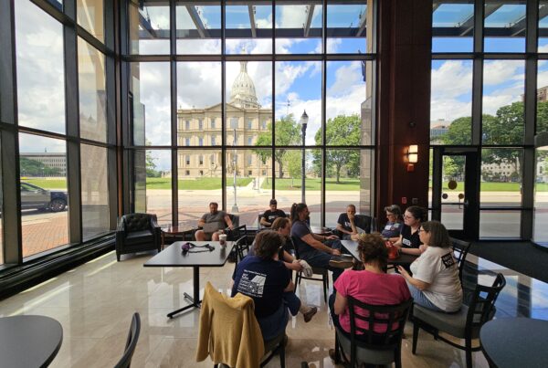 Michiganders from Rank MI Vote working hard at the capitol